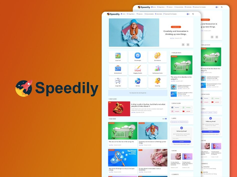 Speedily - Superior & Elegant Blogger Template Premium